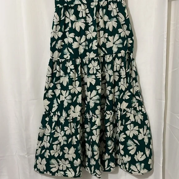 GAP 100% Cotton Green and White Floral Maxi Dress a176 - Picture 3 of 5